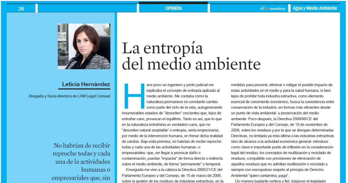 La entropía del medio ambiente