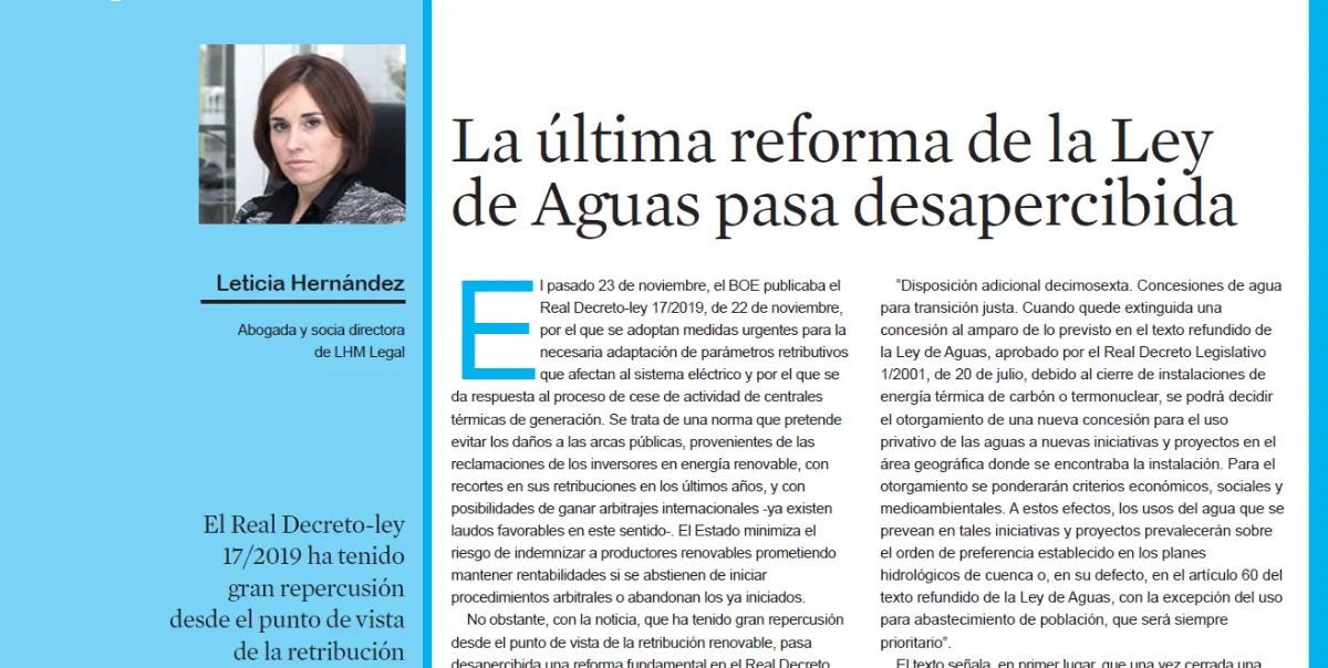 Última reforma ley de aguas
